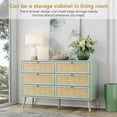 thumbnail image 5 of Brafab Vintage Natural Rattan 6 Drawers Dresser for Bedroom, Mid-Century Modern Dresser with Sturdy Wooden Legs, Boho Double Chest of Drawers with Wood Handles for Closet, Living Room, Mint, 5 of 6