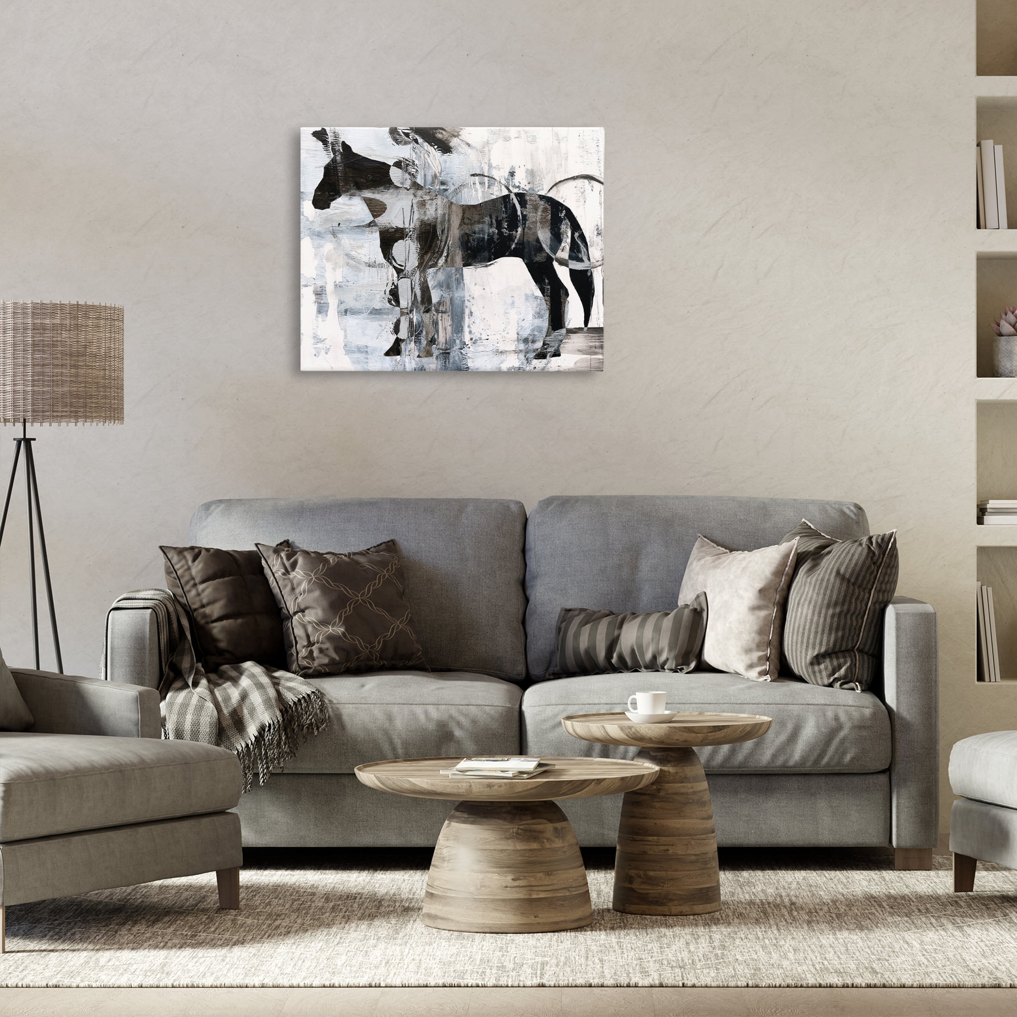 Stupell Industries Horse & Abstract Circles Animals & Insects Painting Gallery Wrapped Canvas Art Print Wall Art, 30 x 24