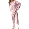 thumbnail image 2 of Cyglowse Womens Fleece Pajamas Sets Long Sleeve Lounge Set Jogger Sets 2 Piece Flannel Pjs Winter Sleepwear Loungewear Light pink One Size, 2 of 4