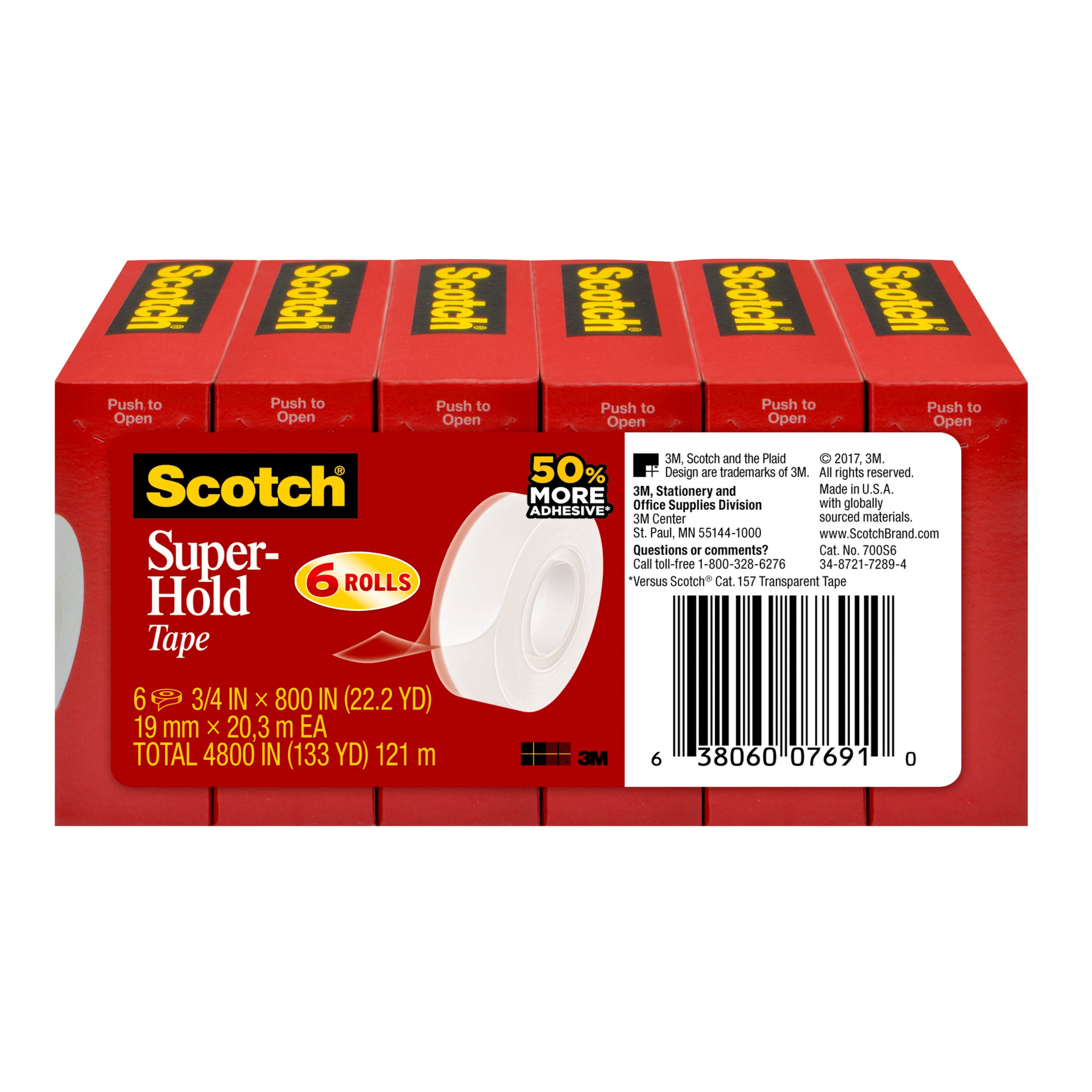 Scotch SuperHold Tape, 3/4 in. x 800 in. per Roll, 6 Rolls Walmart