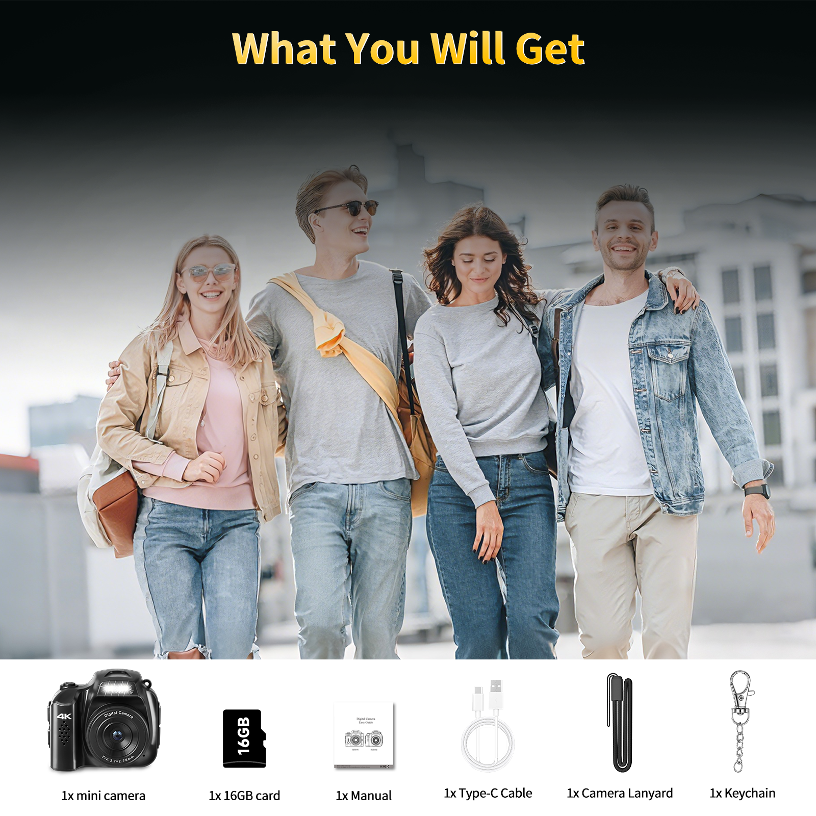 Saneen Mini Pocket Digital Camera, 4K, 64MP, 1.54" LCD Screen photo 2