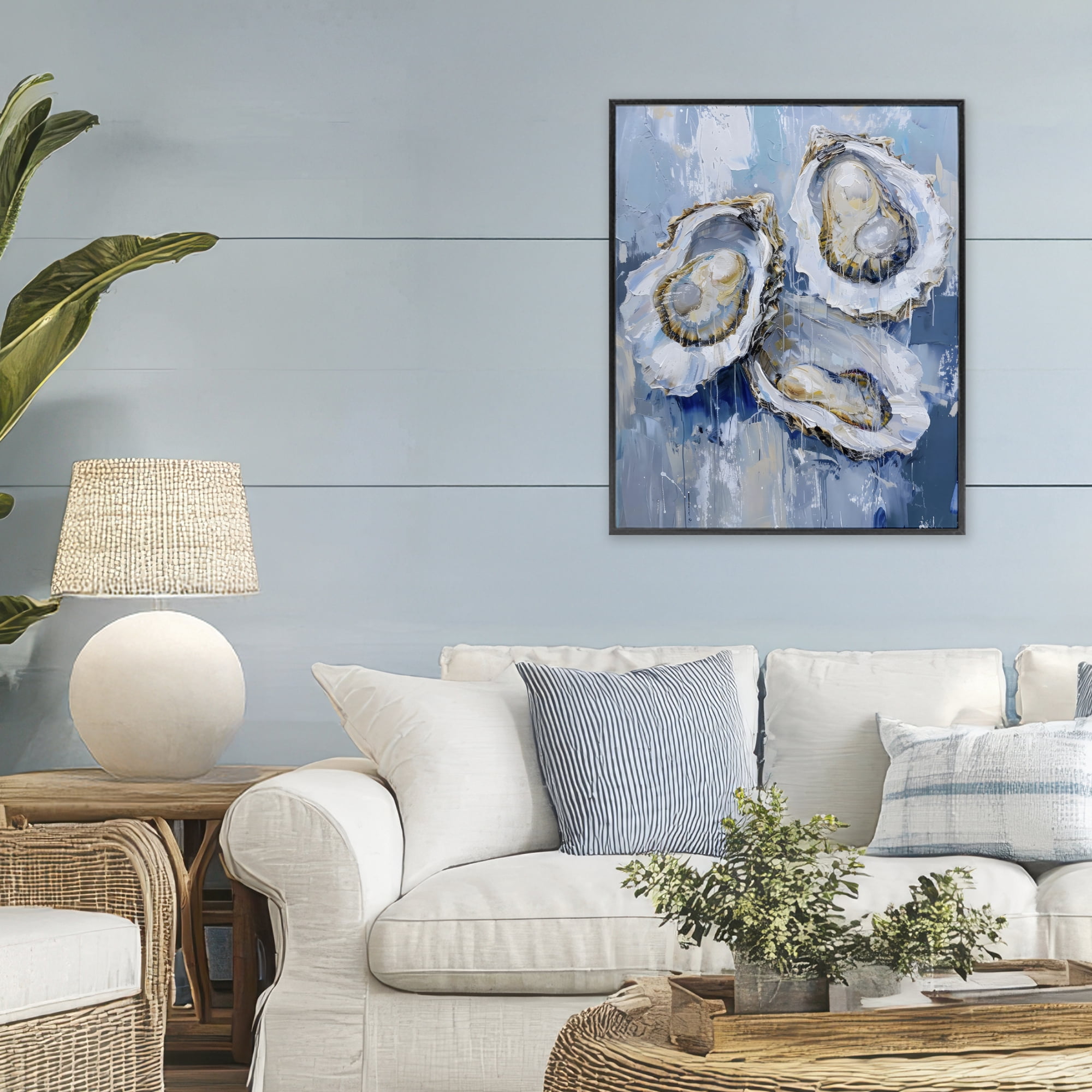 Stupell Industries Vibrant Blue Oysters Black Framed Giclee Art, design by Creative Studio