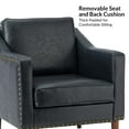 thumbnail image 3 of Upholstered Accent Chair Faux Leather Armchair Set of 2 Removable Cushion Lounge Sofa Nailhead Trims Solid Wood Legs Living Room Navy, 3 of 7