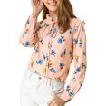 thumbnail image 5 of Allegra K Women's Tie Ruffled Neckline Polka Dots Floral Blouse Tops, 5 of 7