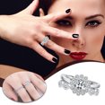 thumbnail image 1 of HomeKingdee 2 Pcs Adjustable Open Moissanite Snowflake Engagement Rings Set - Plated Simulation Zircon Diamond Rings for Women for Parties Banquets Gifts, 1 of 5