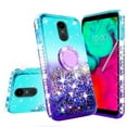 thumbnail image 3 of Compatible for LG Stylo 4 Q710 Case, LG Q Stylus Case, SOGA Rhinestone Floating Liquid Quicksand Cover Cute Phone Case with Embedded Metal Ring for Magnetic Car Mounts and Lanyard - Teal / Purple, 3 of 5