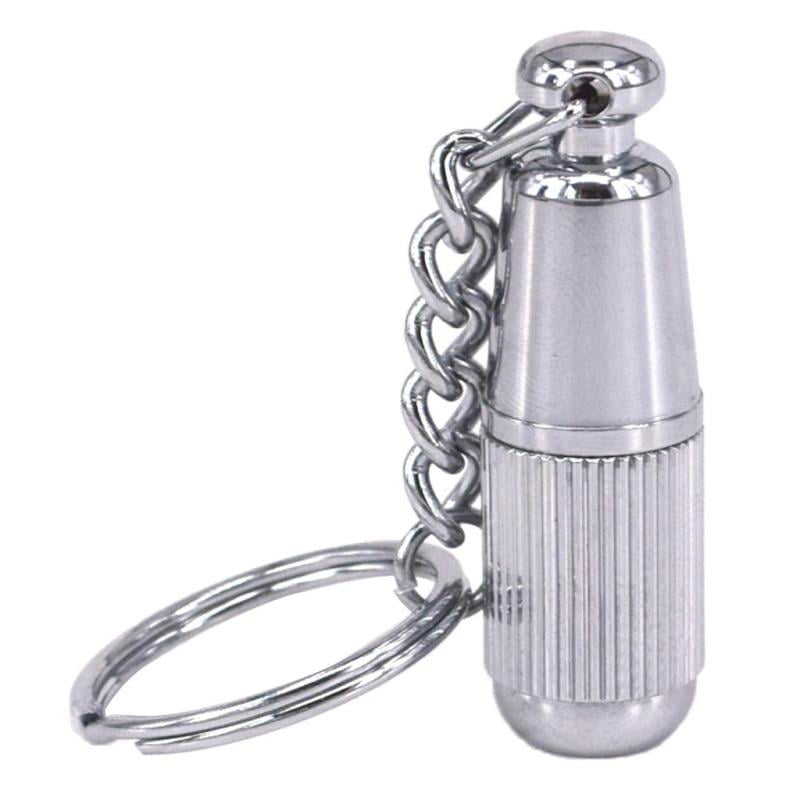 Portable Stainless Steel Cigar Punch Cutter Key Chain Silver 