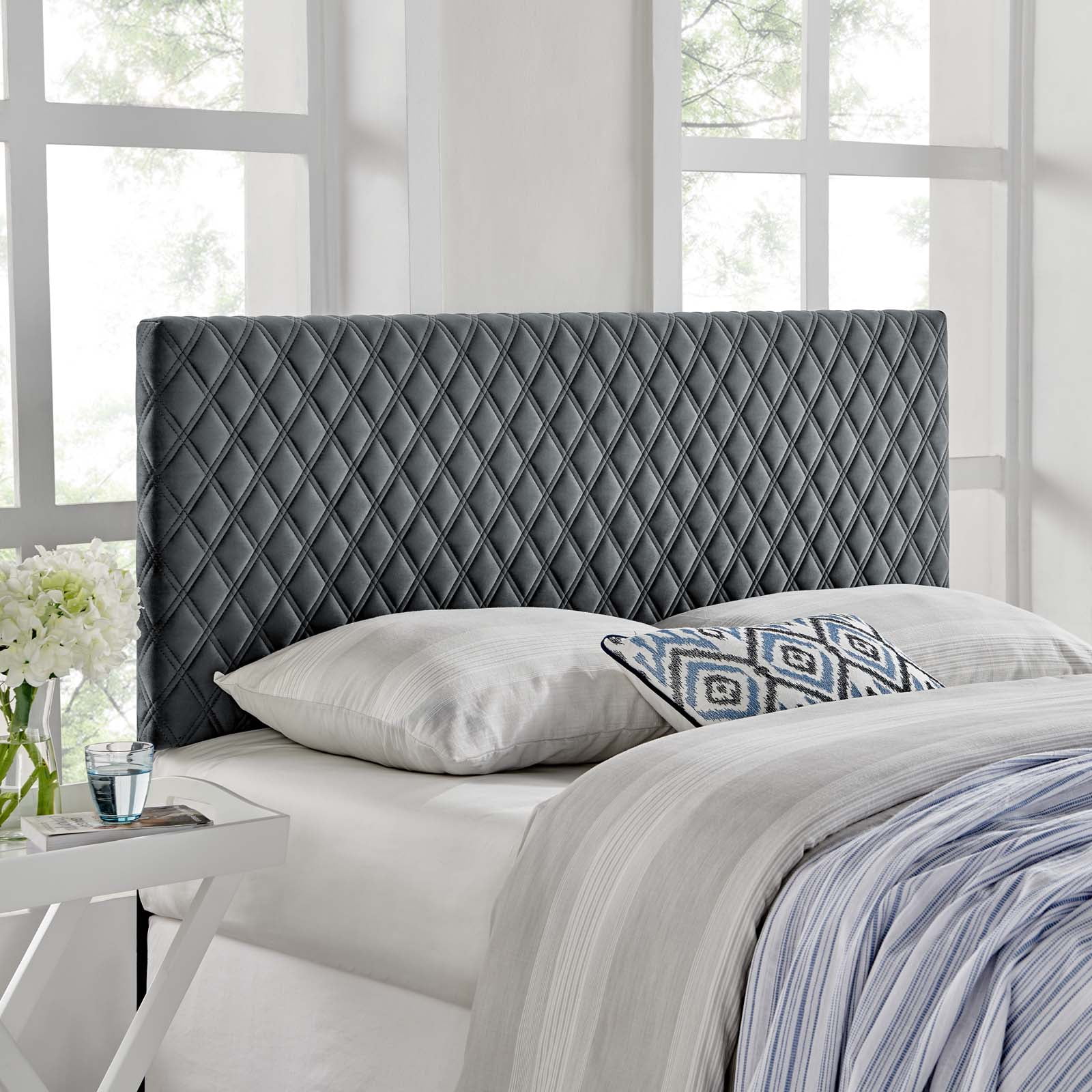 Modway Angela King Performance Velvet Headboard, Gray