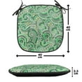 thumbnail image 4 of East Chair Seating Cushion Set of 2, Classic Design Swirl Doodle Floral Illustration Curvy Outline Style Retro, Seat Pads for Office with Anti-slip Backing, 16"x16", Black Green, by Ambesonne, 4 of 7