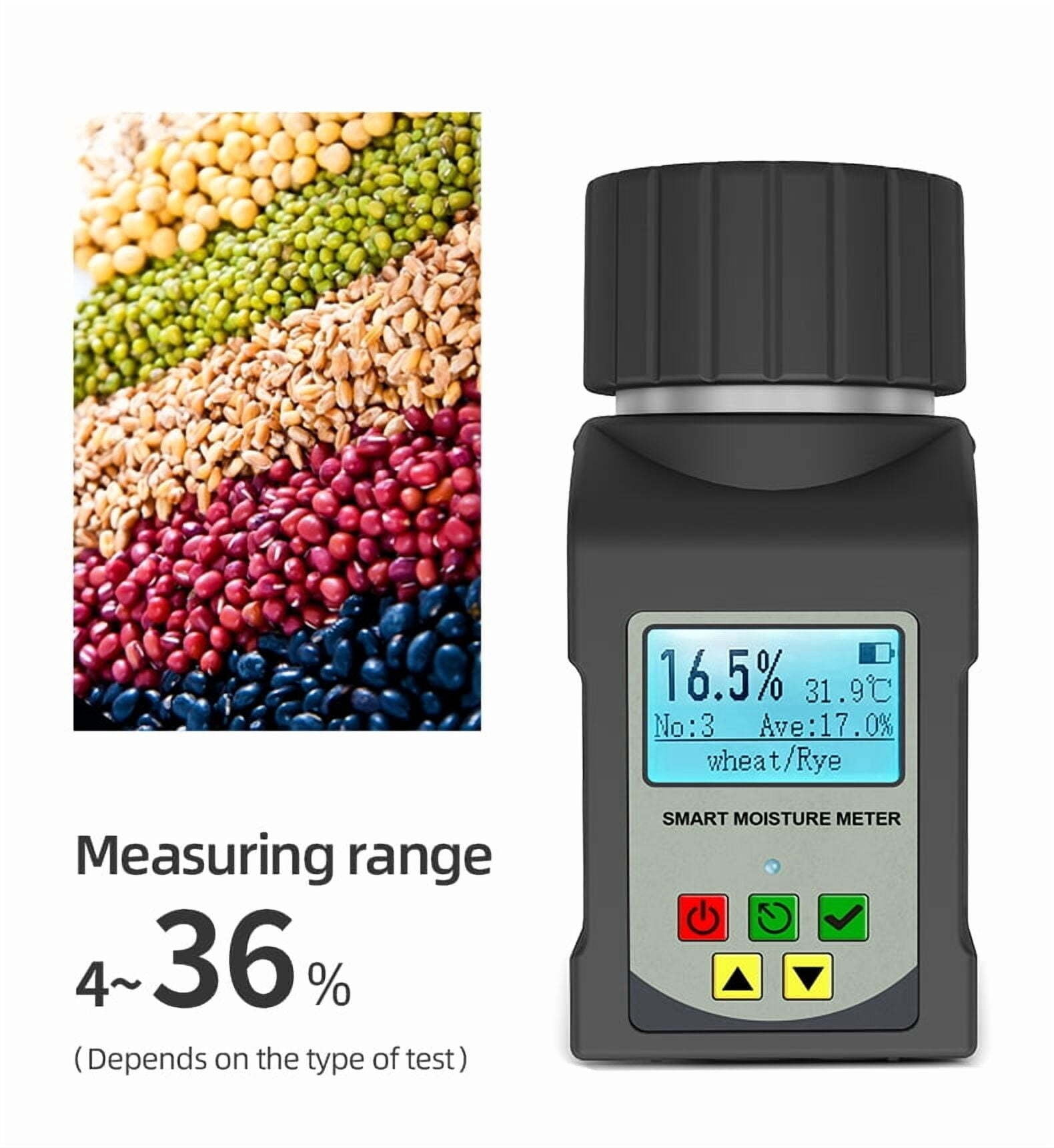 JINRAN Smart Moisture Meter For 25 Kinds Grains Humidity Tester Corn Wheat Bean Peanut Seed Hygrometer Grain Moisture Meter ,Ensuring Durability