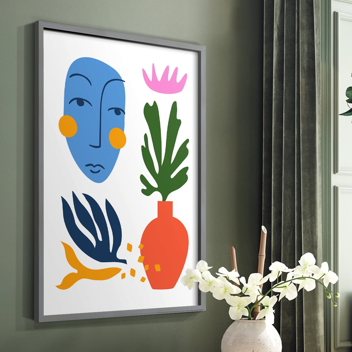 Matisse CDXLVIII in Gray Solid Wood Framed Print No Nail Hanging