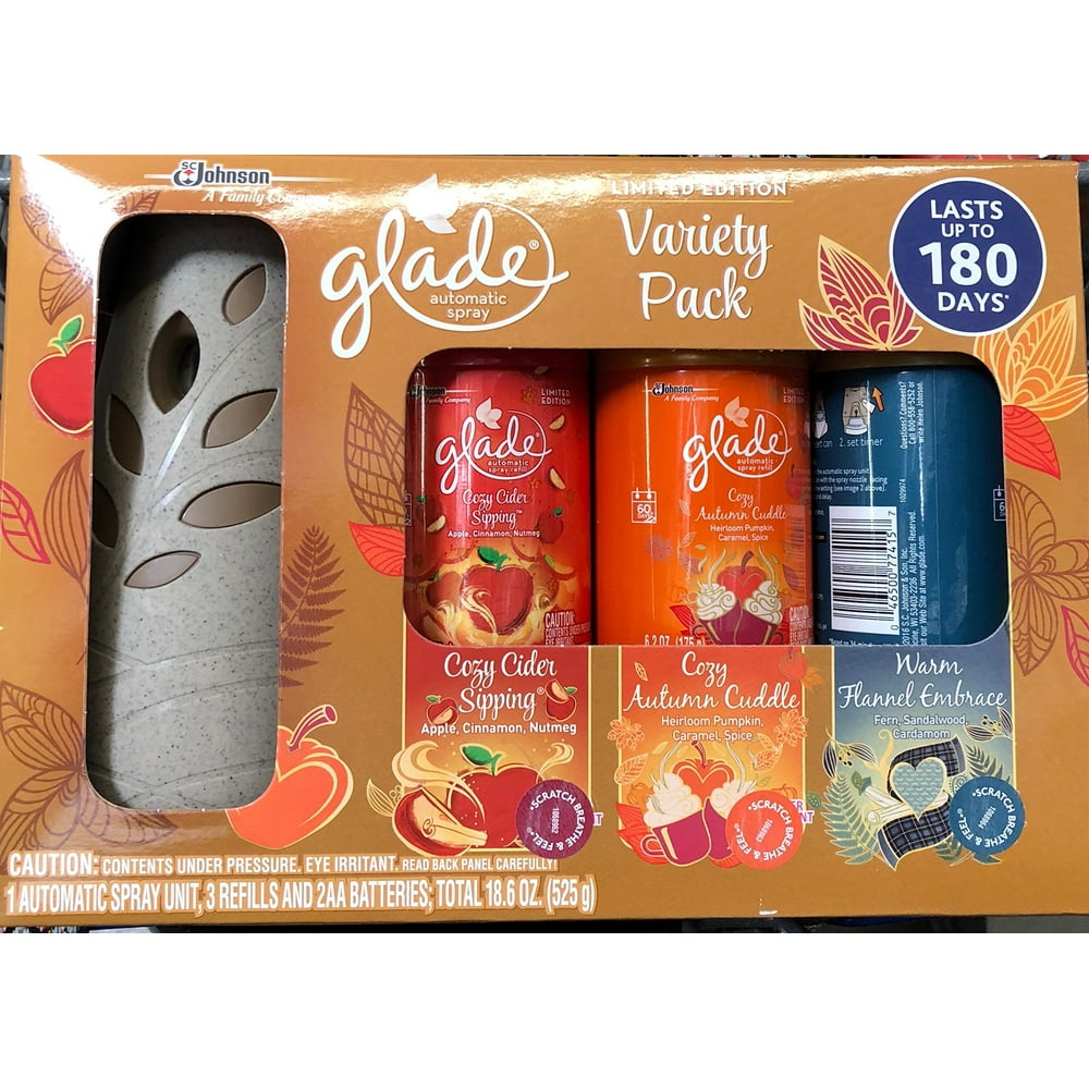 Glade Automatic Spray Starter + Variety Pack 3 Refills, Limited Edition