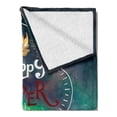 thumbnail image 2 of Happy Camper Soft Flannel Fleece Throw Blanket, Aurora Borealis Night Sky and Tent Bonfire Typography Nature Themed Print, Cozy Plush for Indoor and Outdoor Use, 50" x 60", Multicolor, by Ambesonne, 2 of 5