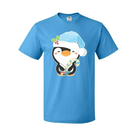 Inktastic Cute Christmas Penguin in Blue Hat T-Shirt