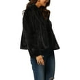 thumbnail image 4 of Women's Cropped Faux Fur Coat Fashion Winter Open Front Jacket Notch Lapel Long Sleeve Fluffy Coat S Black, 4 of 7