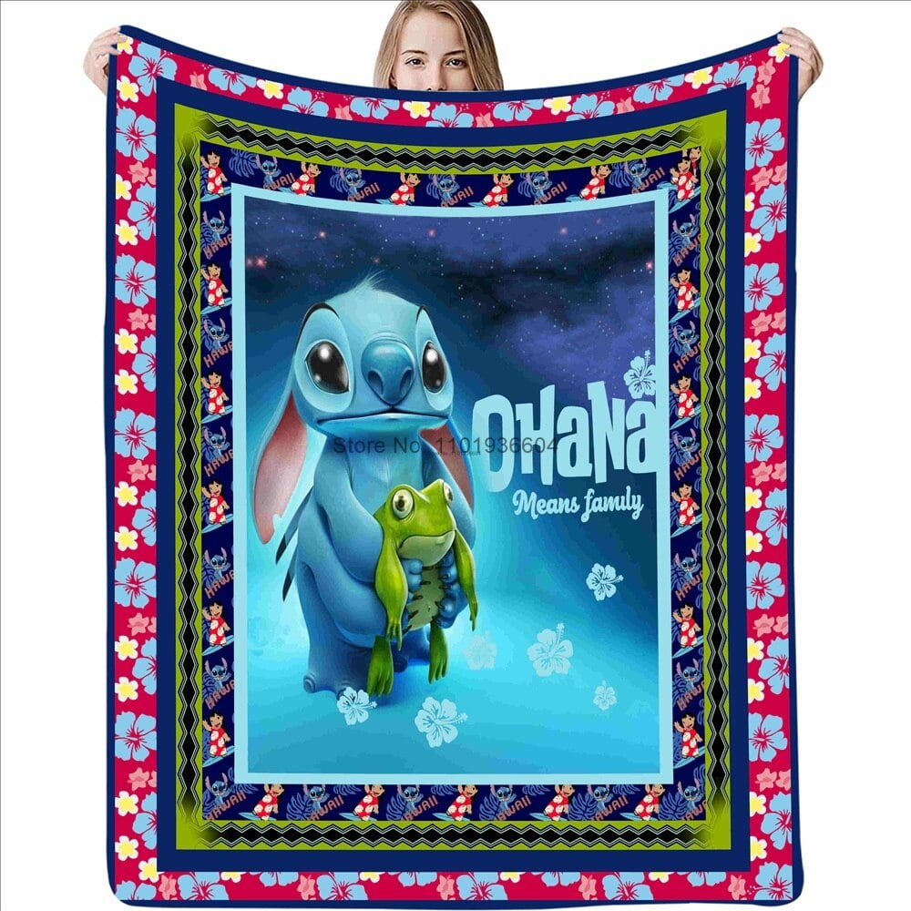 Aiouniya Disney Blue Lilo And Stitch Super Soft Flannel Warm Blanket Throw For Children Christmas Gift Birthday Gift On Bed Sofa Other