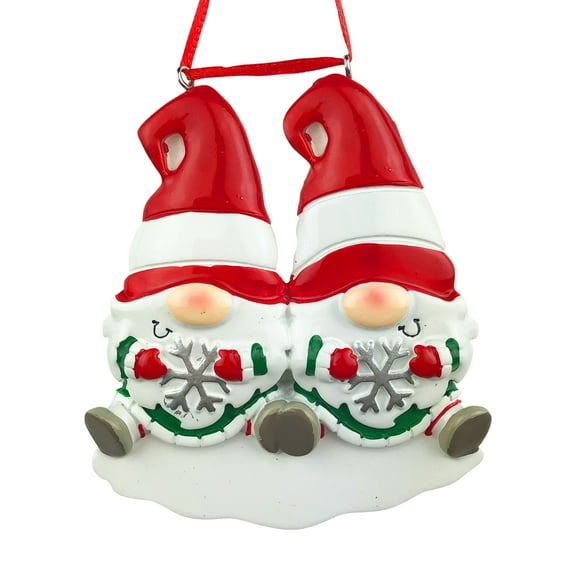 Gnome Couple Family Christmas Round Disc Ornament