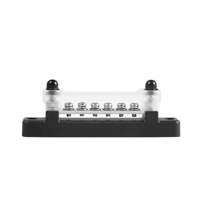 6 Terminal Bus Bar 150a Bus Bar Block Cover Ground Distribution Terminal Block Terminales de anillo termorretráctil para coche, barco, caravana marina Rv (1 unidad, negro) XianweiShao 8390612033407