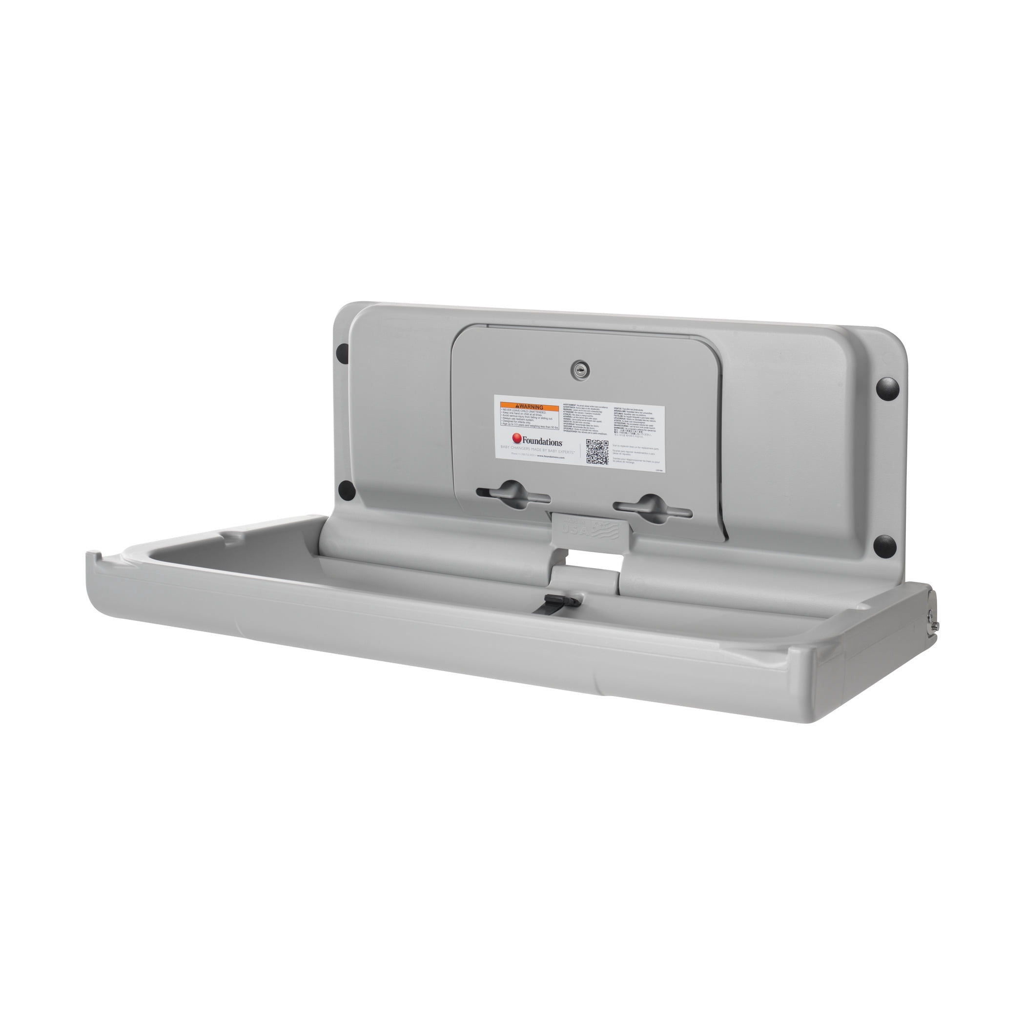 Foundations Ultra Horizontal Baby Changing Station, EZ Mount Backer Plate Included, Gray (200-EH-01)