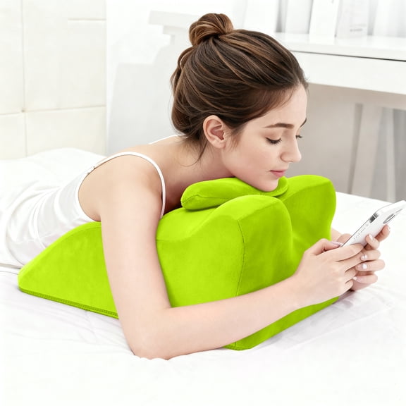 Ergonomic Orthopedic Bed Pillow for Leg Knee Back Support - Memory Foam Wedge Contour Design, Improves Spinal Alignment & Posture Relief (Green)