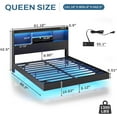 thumbnail image 4 of Aunfebrco Floating Bed Frame Queen Size with Storage Headboard Queen Metal Platform Bed with LED Lights & Charging Station, No Box Spring Need, Black, 4 of 8