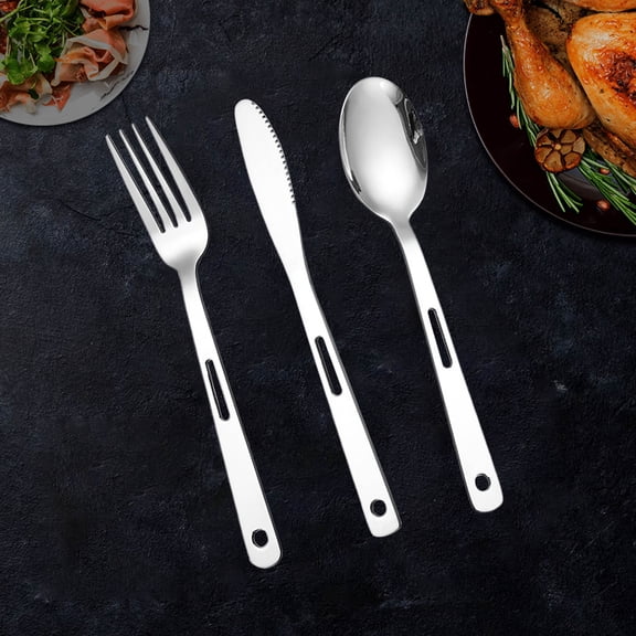 Stainless Steel Camping Cutlery Set 3-Piece Knife Fork Spoon for Outdoor Picnics Travel Backpacking Portable Durable Utensils