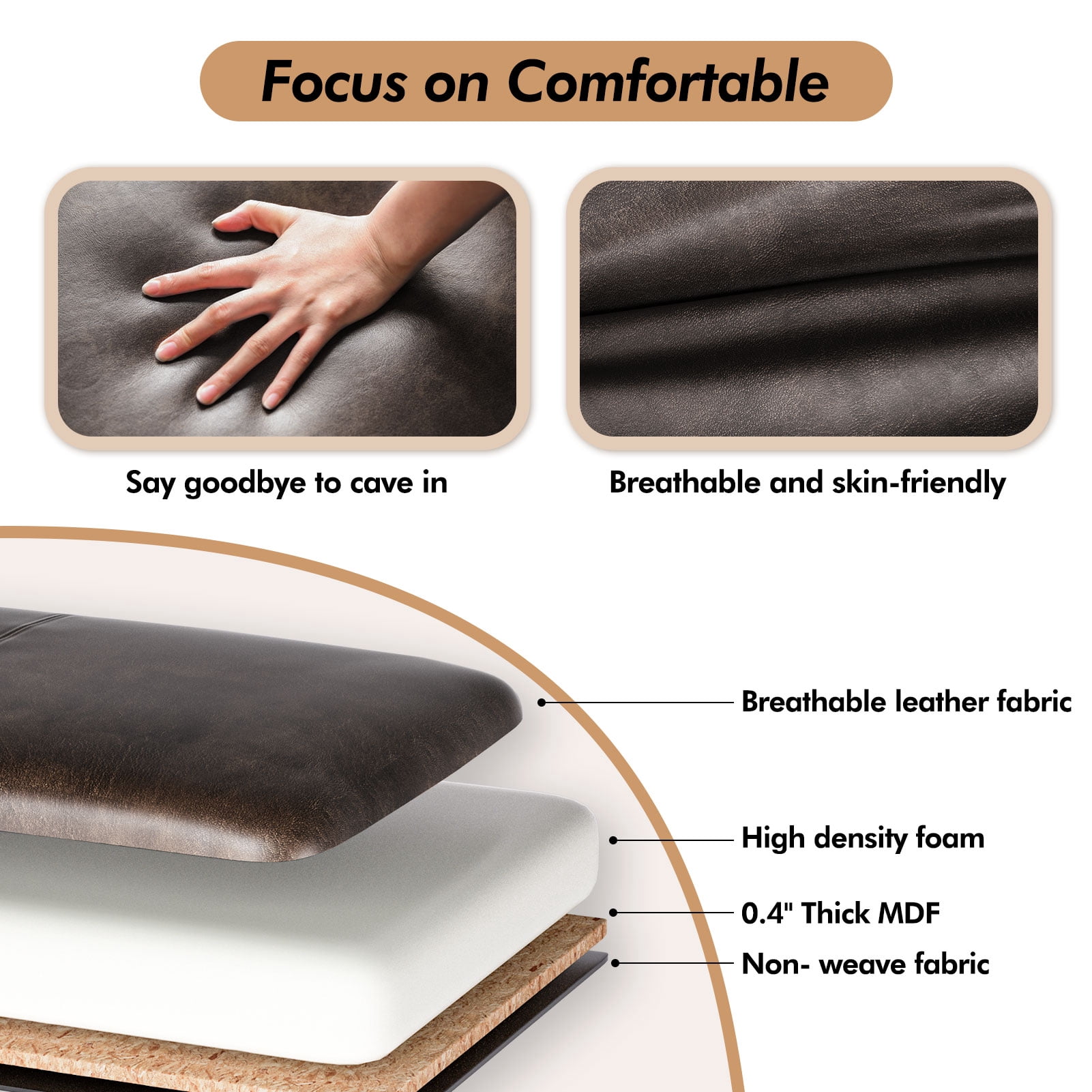 zzw 53" Upholstered Storage Ottoman Bench with Safety Hinge Lid and Tufted Fabric