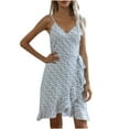 thumbnail image 1 of IROINNID Wrap Dress For Women Fashion Floral Print Long Sleeve Casual Dress V-Neck Below The Knee Dress, 1 of 9
