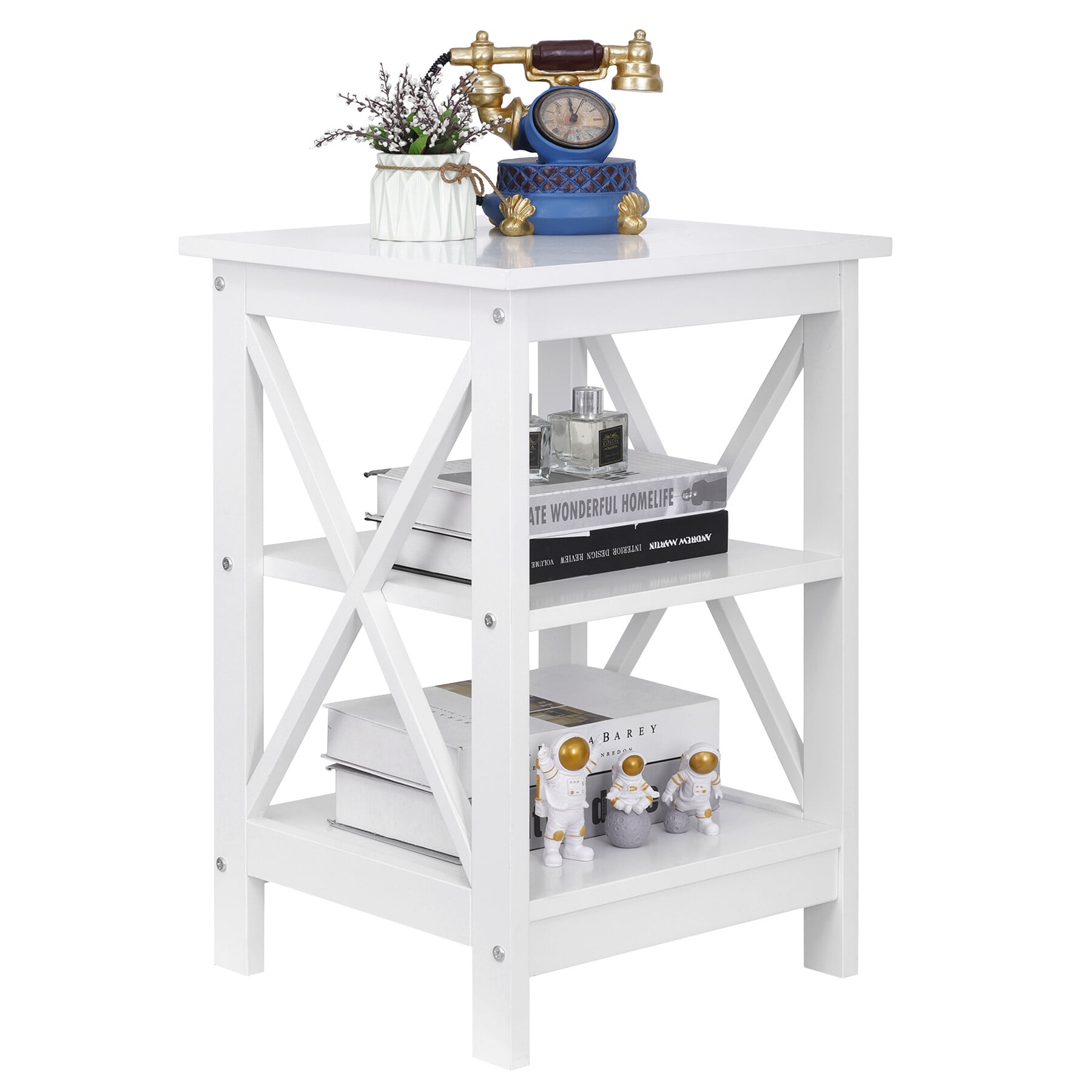 ZenSports 2 Pack White Square End Table MDF Modern Sofa Side Table