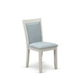 thumbnail image 4 of MZC0T15 Dining Room Chairs Set of 2 - Baby Blue Linen Fabric Seat and High Chair Back -Wire Brushed Linen White Finish (SET OF 2), 4 of 5
