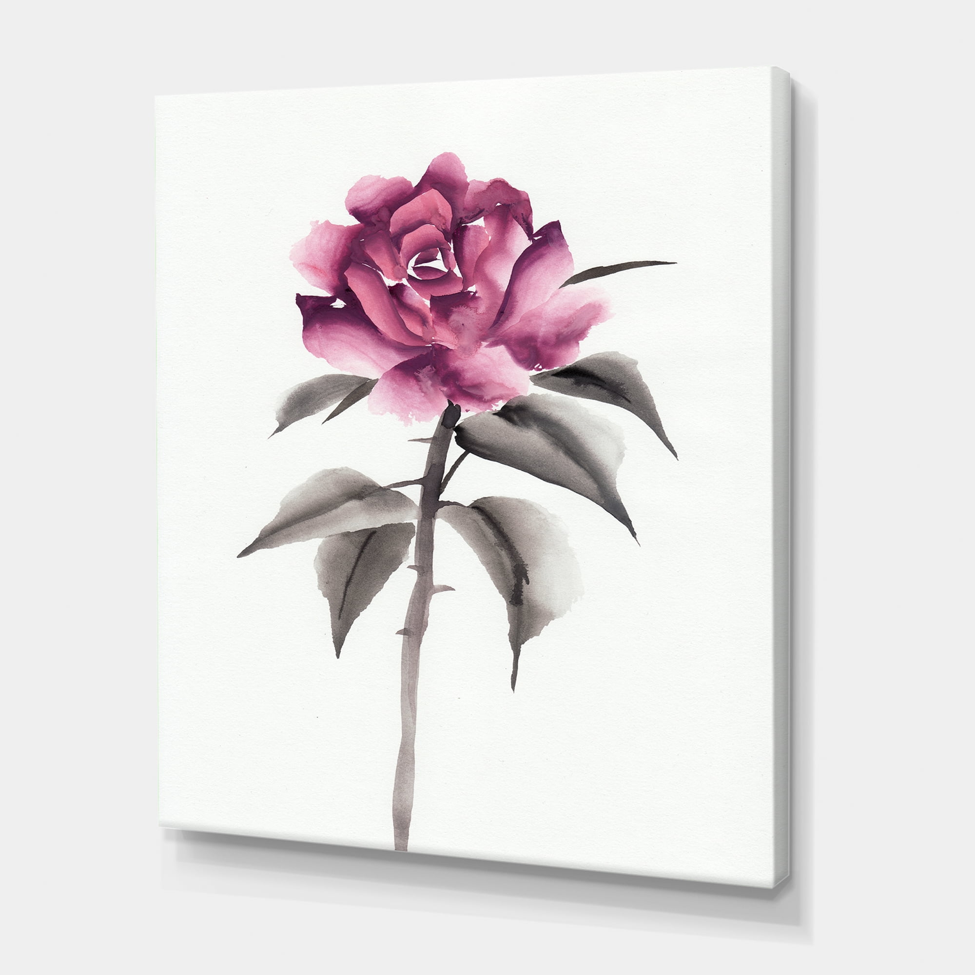 Designart ' Ancient Pink Rose Flower ' Traditional Canvas Wall Art Print