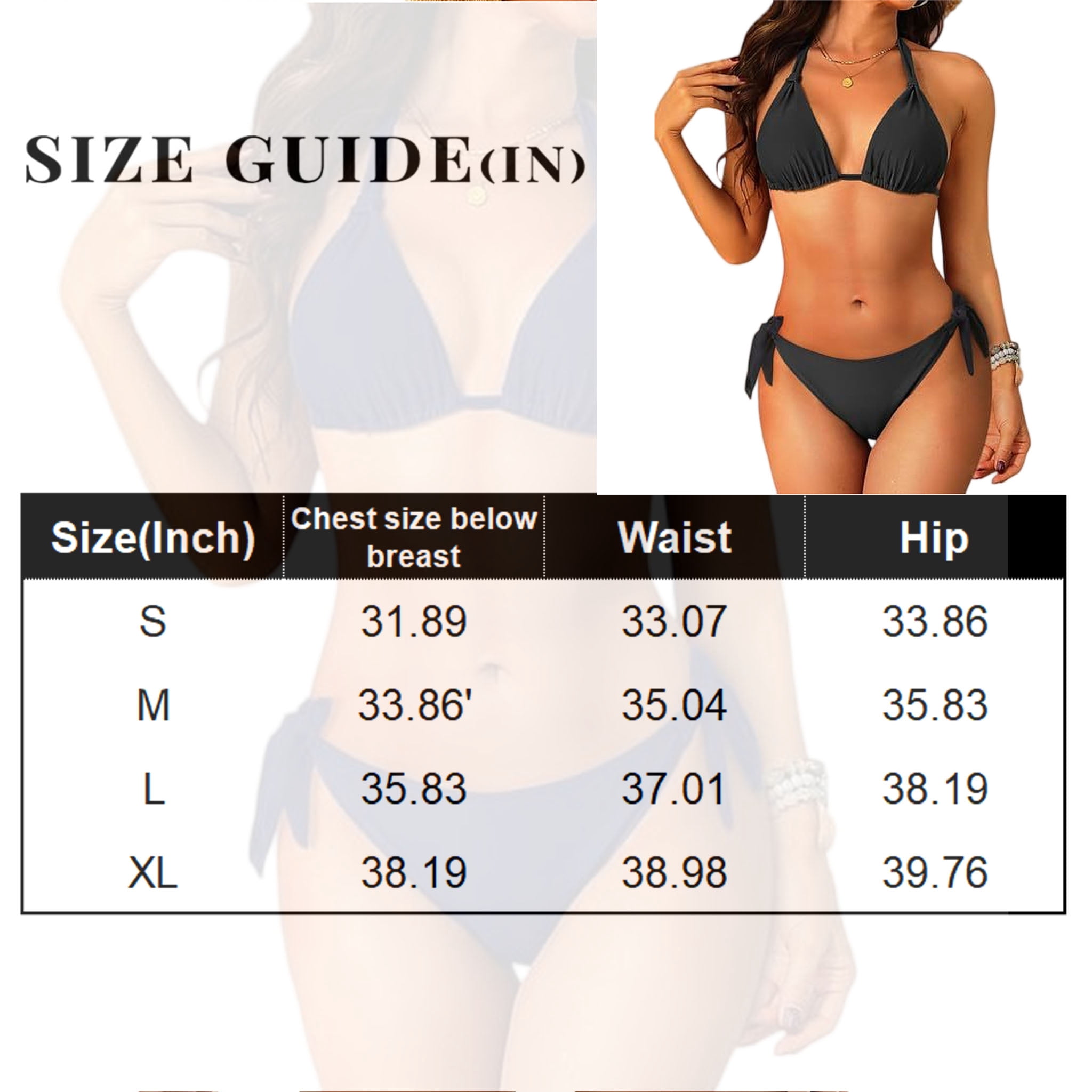 Two Piece Triangle Bikini Sets for Women String Bathing Suit Halter Top with Side Tie Bikini Bottom White M - image 3