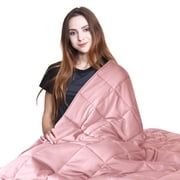 Gymax 15 lbs 60'' x 80'' Cooling Weighted Blanket Luxury Cooler Version Pink