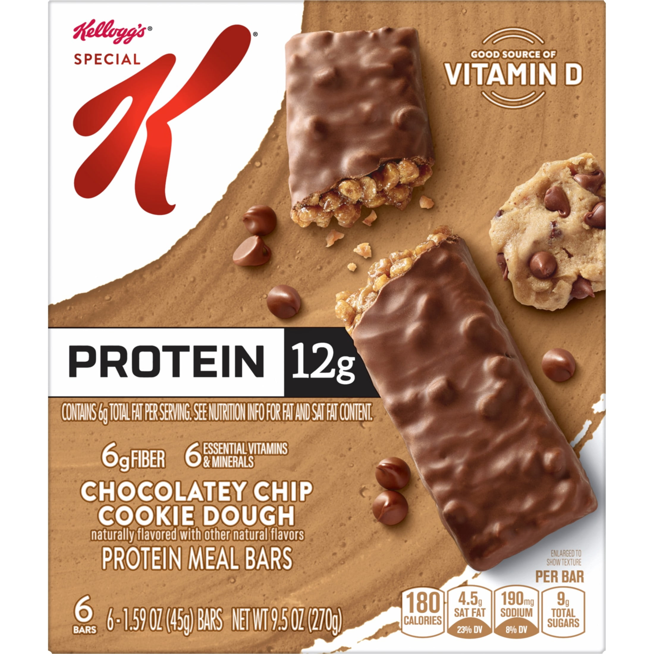 Special K Bar, Chocolatey Chip Cookie Dough Protein Meal Bars, 6 Count