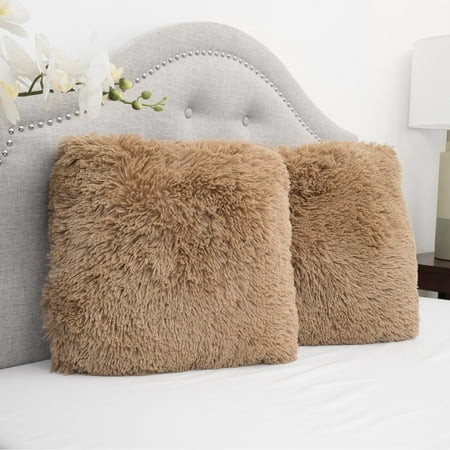 Sweet Home Collection-1PK Faux Fur Decorative 18-inch Throw Pillows (Set of 2)Taupe TaupeSoften your bed or sofa with these faux fur throw pillows. The fuzzy polyester covers are filled with plush polyester and finished with double-stitched seams. Choose from 14 versatile colors to perfectly accent your unique decor. Faux fur polyester cover Polyester fill Contemporary  glam style Available in 14 colors Double stitched seams Hypoallergenic Square shape Spot clean only Set includes 2 pillows Each measures 18 inches high x 18 inches wide Beach  Casual  Classic  Traditional  Transitional  Tropical  UrbanSoften your bed or sofa with these faux fur throw pillows. The fuzzy polyester covers are filled with plush polyester and finished with double-stitched seams. Choose from 14 versatile colors to perfectly accent your unique decor.