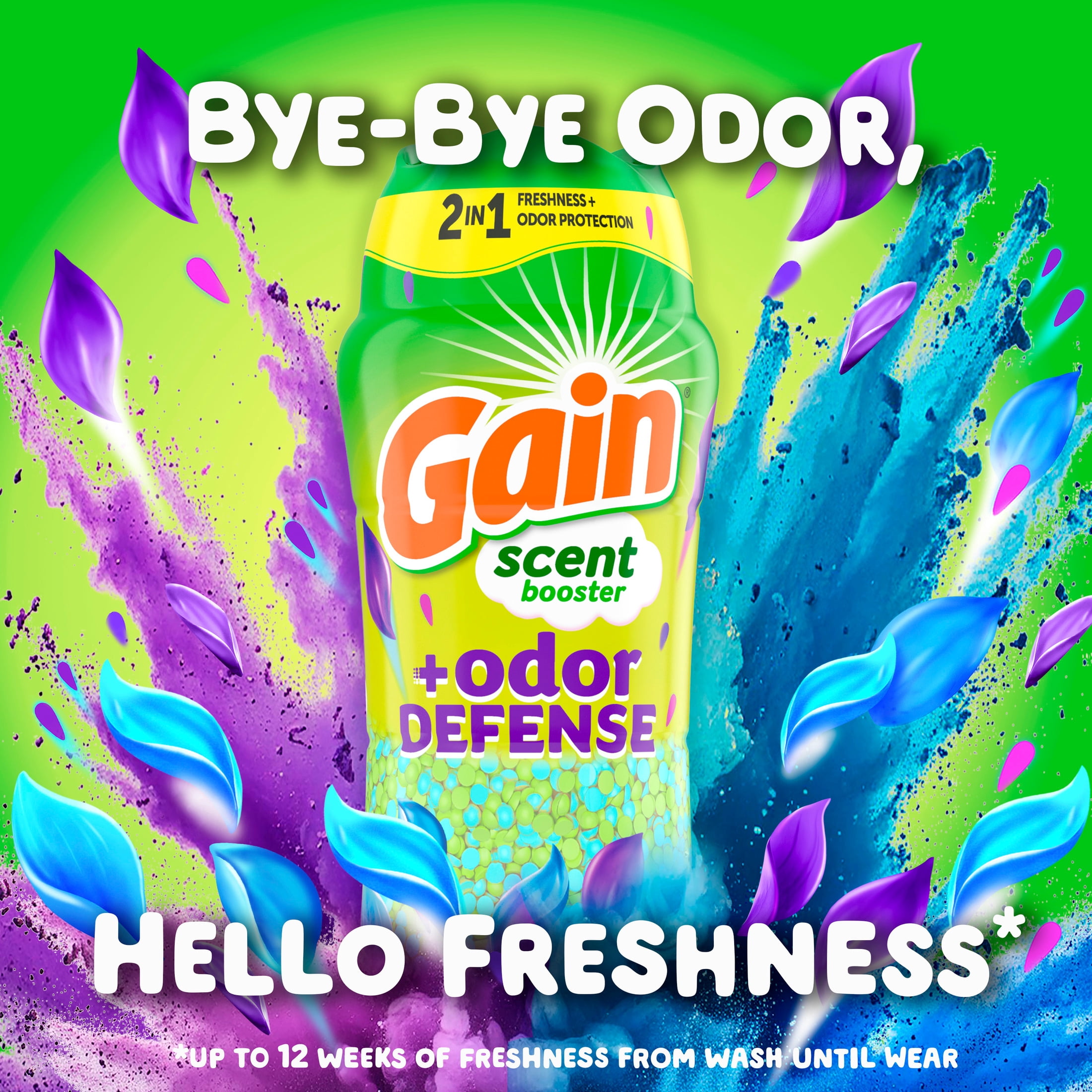 (4 pack) Gain Laundry Scent Beads, Odor Defense 2-in-1 In-Wash Scent Booster, Super Fresh Blast Scent, 21.1 oz