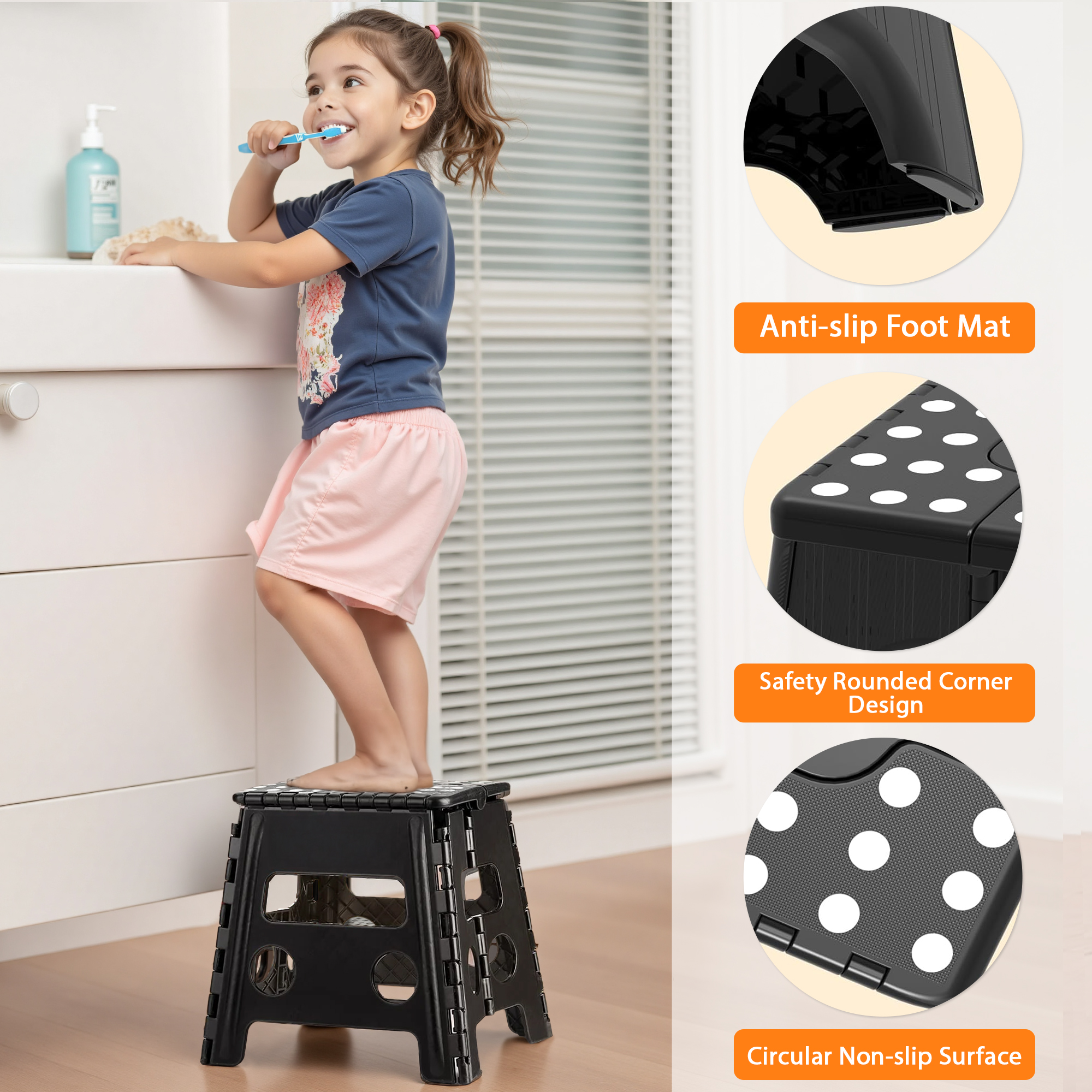 CISILOV Folding Step Stool, 12.6" Non-Slip, 300 lb Capacity photo 4