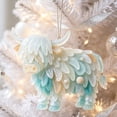 thumbnail image 5 of huayou Blue Sea Glass Highland Cow Hanging Ornament W Faux Round Bead Seashell Details for Christmas Tree Nautical Holiday Decoration Cozy Warm, 5 of 7