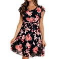 thumbnail image 1 of DPTALR Summer Women Summer Round Neck Printing Ruffles Sleeveless Elastic Waist Dress, 1 of 9