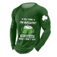 thumbnail image 5 of Men'S Printed T-Shirt Outdoor Retro Button Loose Long Sleeve Top Dark Green D 3XL, 5 of 5
