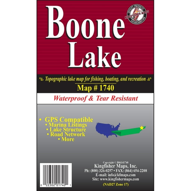 Kingfisher Maps Waterproof Fishing Map Tennessee Boone