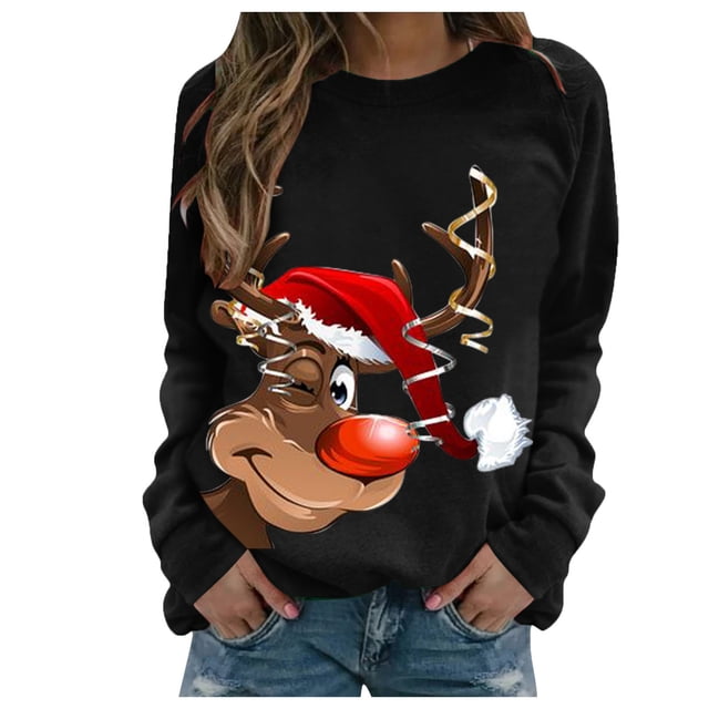 Sweat-shirt Imprimé Mode Graphique de Noël Femmes Veste Mi-Longueur Capuche Soft Outwear Long Sleeve Fermeture Blouse Col Rond Hiver Cardigan