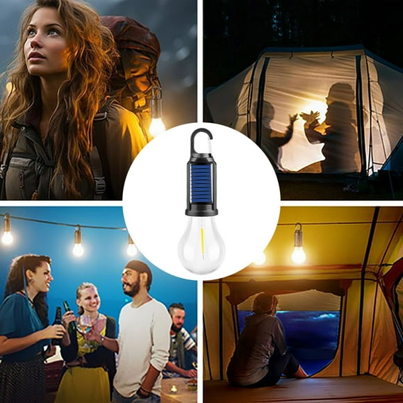 Lampes Solaires de Tente de Camping et Randonnée Type C Rechargeables LED avec Crochet pour Usage Extérieur et Éclairage d'Urgence Ampoules Portables Suspendues pour Décor de Camping et Décorations de Pâques