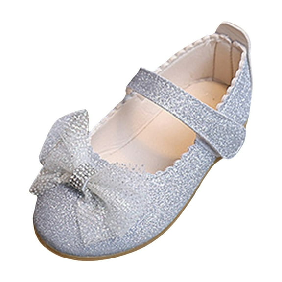 Zanarzt Girls Dress Shoes Toddler Little Girls Dress Shoes Flower Girls Mary Jane Flats Ballet Shoes Party Wedding Silver,US 10.5