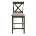 thumbnail image 6 of Set of 4 Linen Finish Counter Height Chair, Modern Farmhouse Kitchen Dining Room Chair, Solid Wood Fabric Upholstered Seat Wood Back Chairs (Gray), 6 of 7