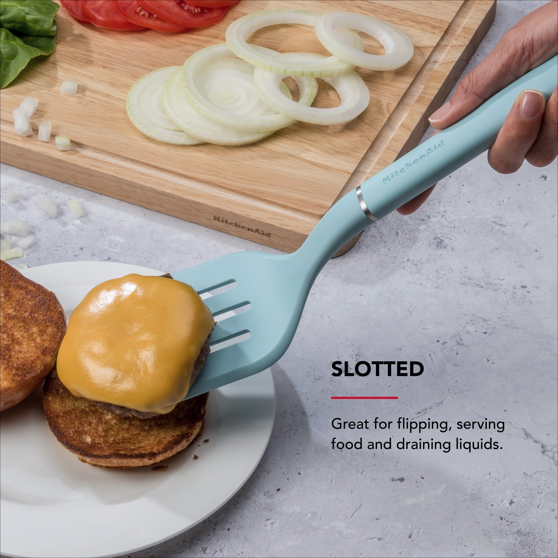 KitchenAid 3-Piece Cooking Utensils Set with Ergonomic Handles, Mineral Water