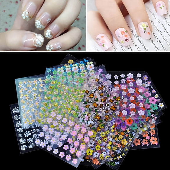 RAGUPEL 30 Pcs Floral Design Manicure Transfer Nail Art Tips Stickers Decals 3D Flowers Beauty Stickers For Nails