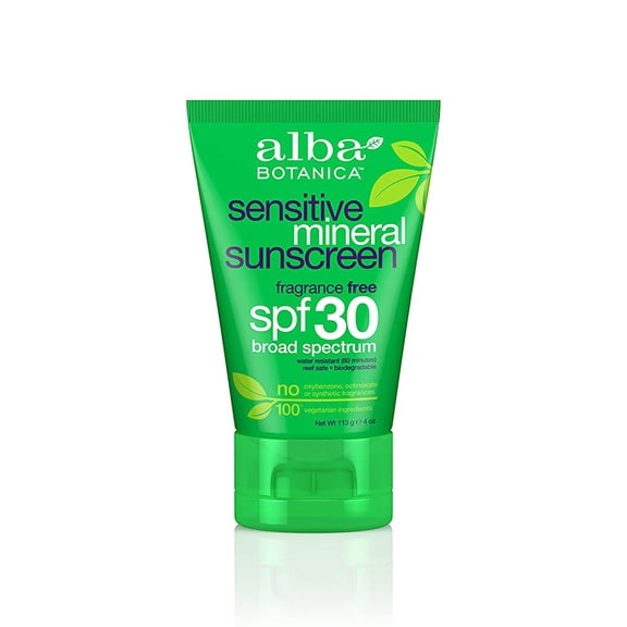 Alba Botanica Sheer Mineral Sunscreen Lotion SPF 30, Fragrance Free, 3 fl oz