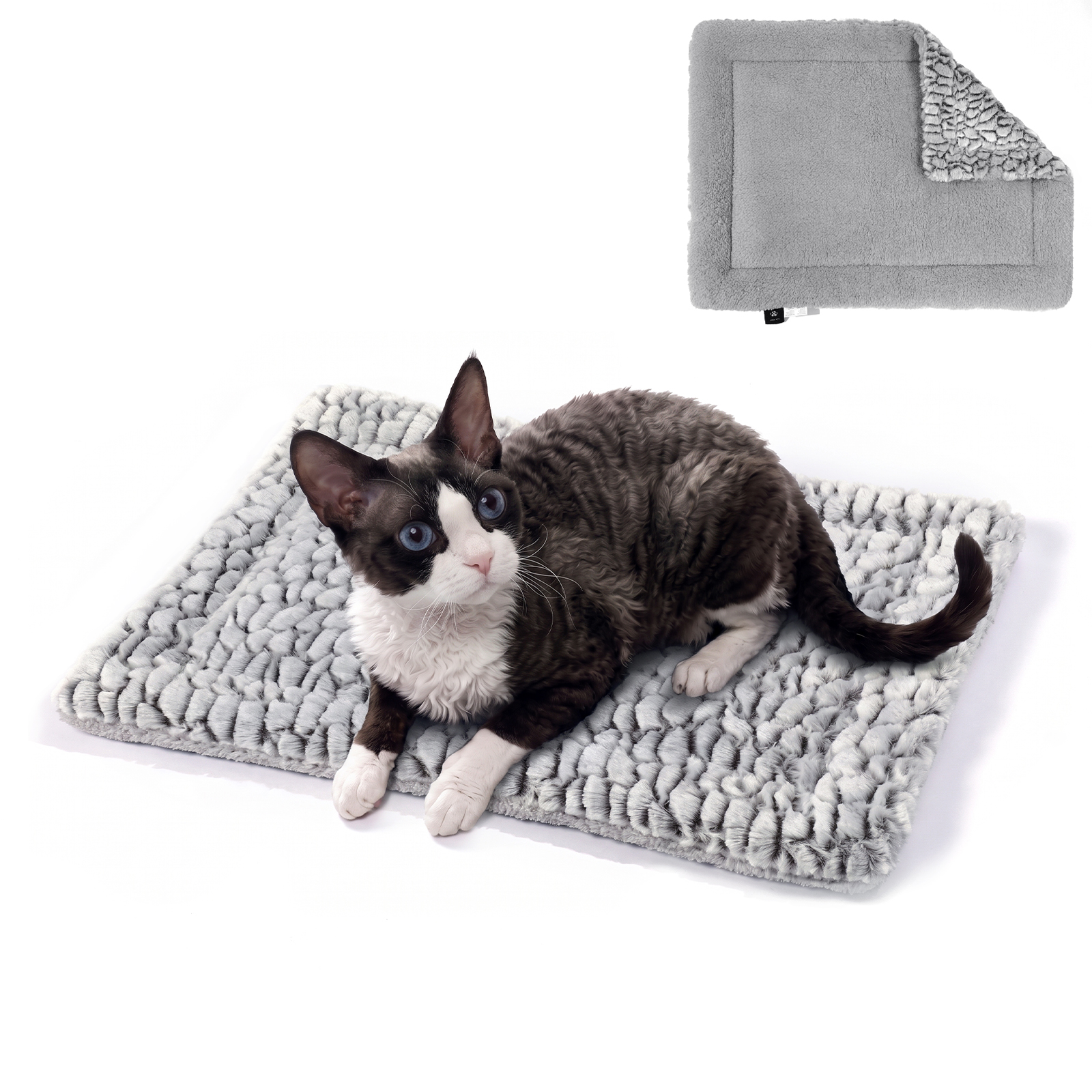 Pawtasy Self-Warming Cat Bed, Reversible, 22"x17", Gray