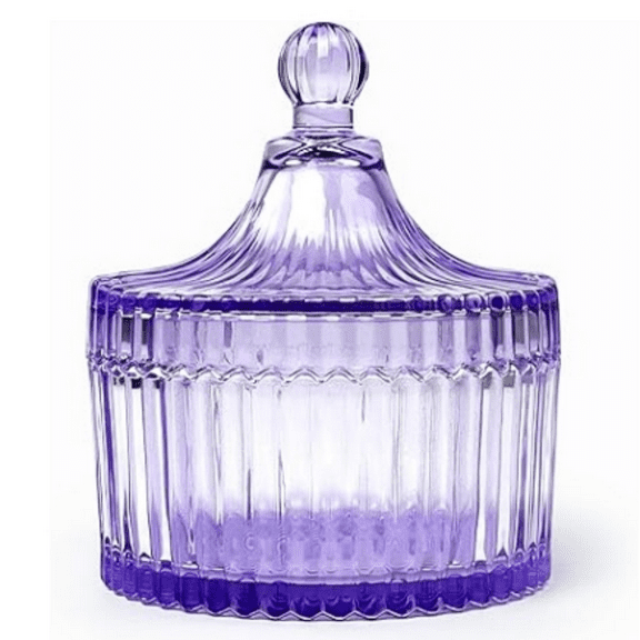 Colorful Glass Jar With Lid,Powder Puff Container,Jewelry Box,Candy Cookie Jars,D rative Jar(Purple)